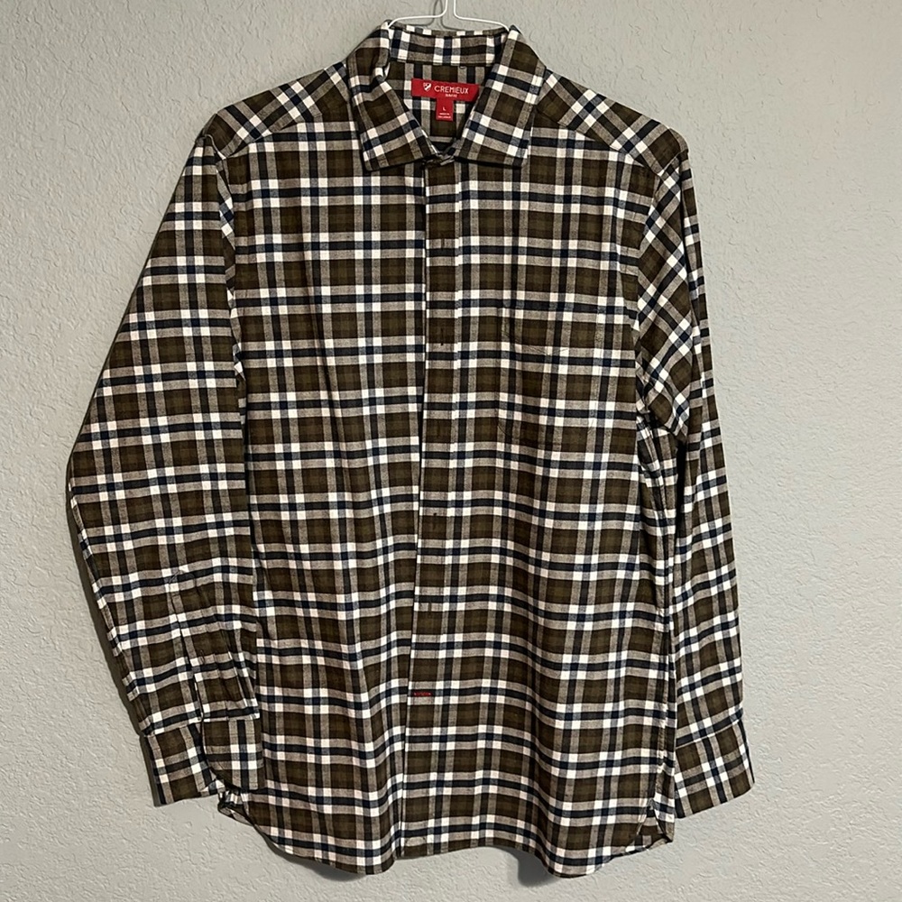Daniel Cremieux Long-Sleeve Button Down Shirt, Size L, Slim Fit, Blue/Green/Tan